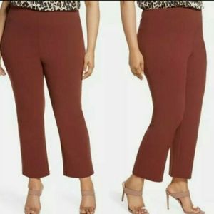 Leith Brown High Waist Slim Trouser Pants Plus Size 4X